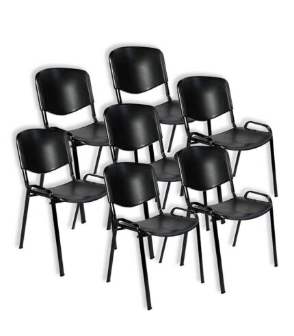 Pack 30 sillas de oficina fija SAPT plástico lisa color negro