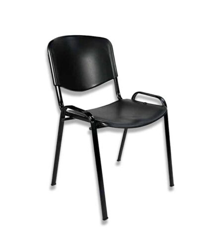 Silla de escritorio fija lisa de plástico color negro