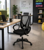 Silla de oficina Alma tapizada en ecocuero color negro - Imagen 2