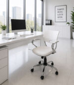 Silla de oficina Creta color blanco cromada - Imagen 2