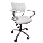Silla de oficina Creta color blanco cromada