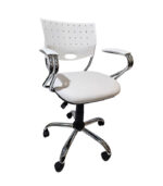 Silla de oficina Creta color blanco cromada