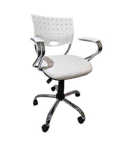 Silla de oficina Creta color blanco cromada