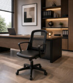 Silla de oficina fresa tapizada en ecocuero color negro - Imagen 2