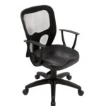 Silla de oficina India tapizada en ecocuero color negro