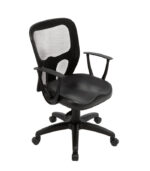 Silla de oficina India tapizada en ecocuero color negro
