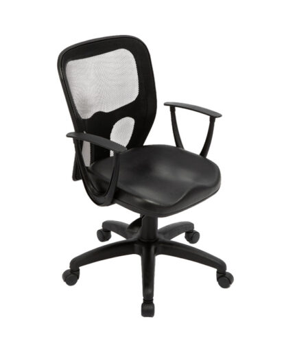 Silla de oficina India tapizada en ecocuero color negro