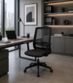 Silla de oficina Mint tapizada en ecocuero color negro - Imagen 2