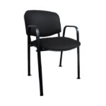 Silla apilable fija brazo alto tapizado en tela color negro