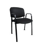 Silla apilable fija brazo alto tapizado en tela color negro